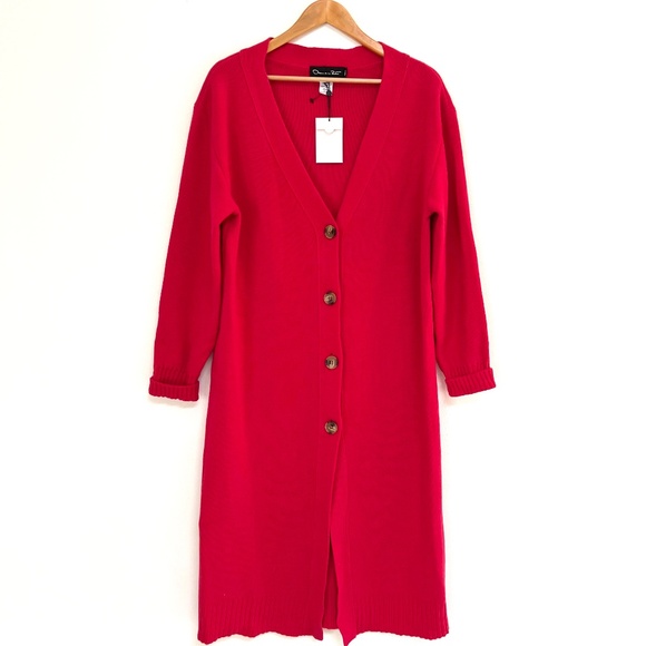 $2390 Oscar de la Renta Wool Long Cardigan In Pink - Picture 8 of 8